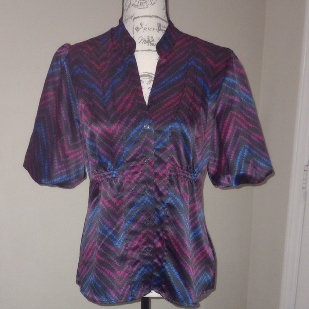 Worthington Printed Puffed Sleeve Blouse